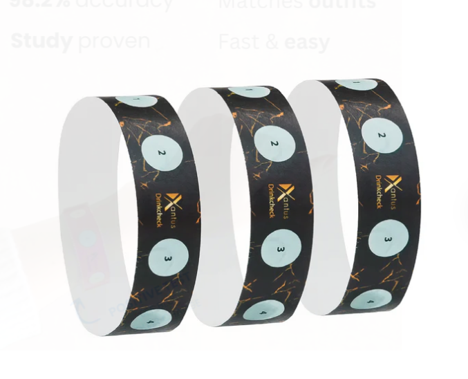Xantus Drinkcheck Wristband - 4 Test Black & Gold (100 Bands)